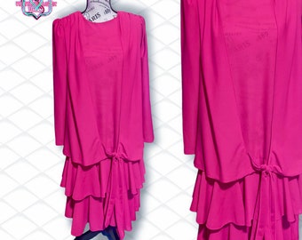 Vintage 80s Barbie Hot Pink Chiffon Ruffle Party Dress , Size 8