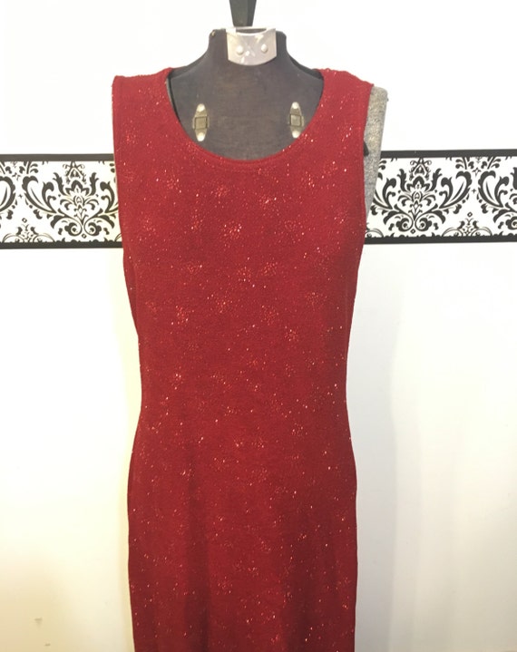 red glitter gown