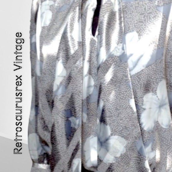 1970's Silver and Grey Secretary Blouse by Frejan… - image 3