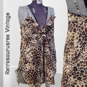 1980&#39;s Cheetah Print Baby Doll Chiffon Nightie Large / XL by Inner Most, Plus Size , Vintage Negligee, Pin Up Lingerie , Leopard Print Teddy