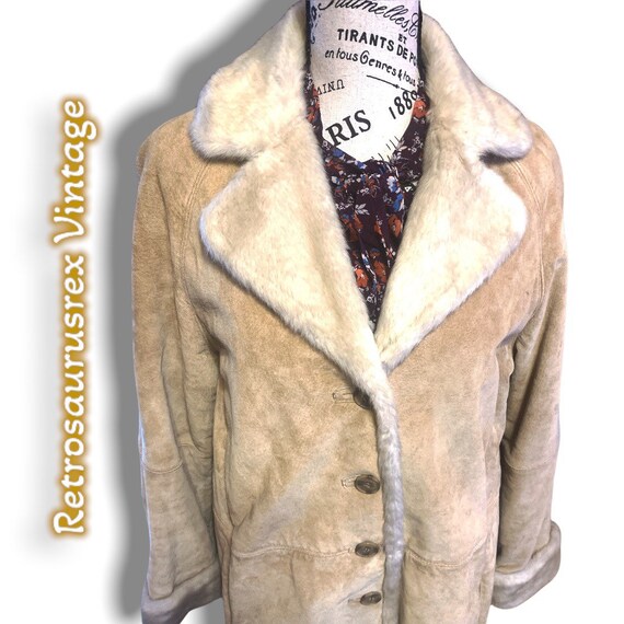 Kleding Gender-neutrale kleding volwassenen Jacks en jassen Vtg 1970's Stijl Suède Boho Jas Vintage 1990's London Fog Suede Peacoat Faux Fur Gevoerd Unisex 