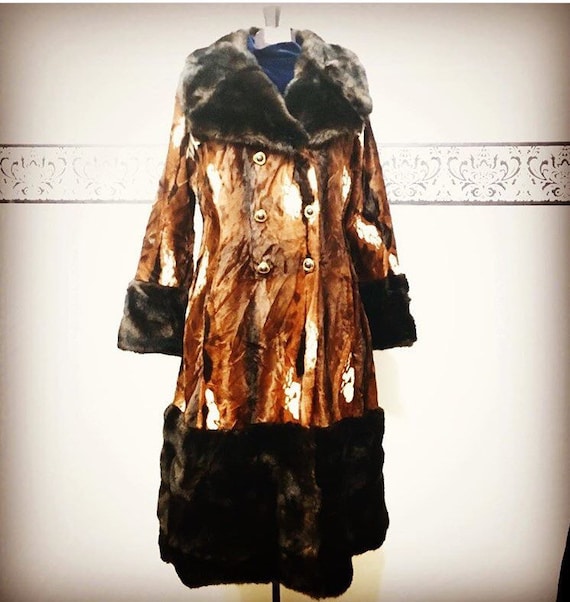1960's Rare Cow Hide Faux Fur Coat by Priscilla Mo