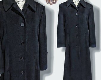 Vintage 90s Iconic Black Wool Trench Peacoat