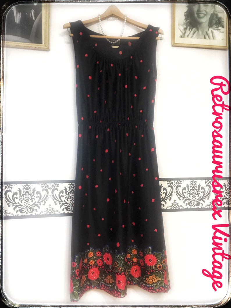 60s Mad Men Hipster Dress 1960/'s Rockabilly Floral Dress by Avon XL 1214 Vintage Pin Up Sleeveless Dress