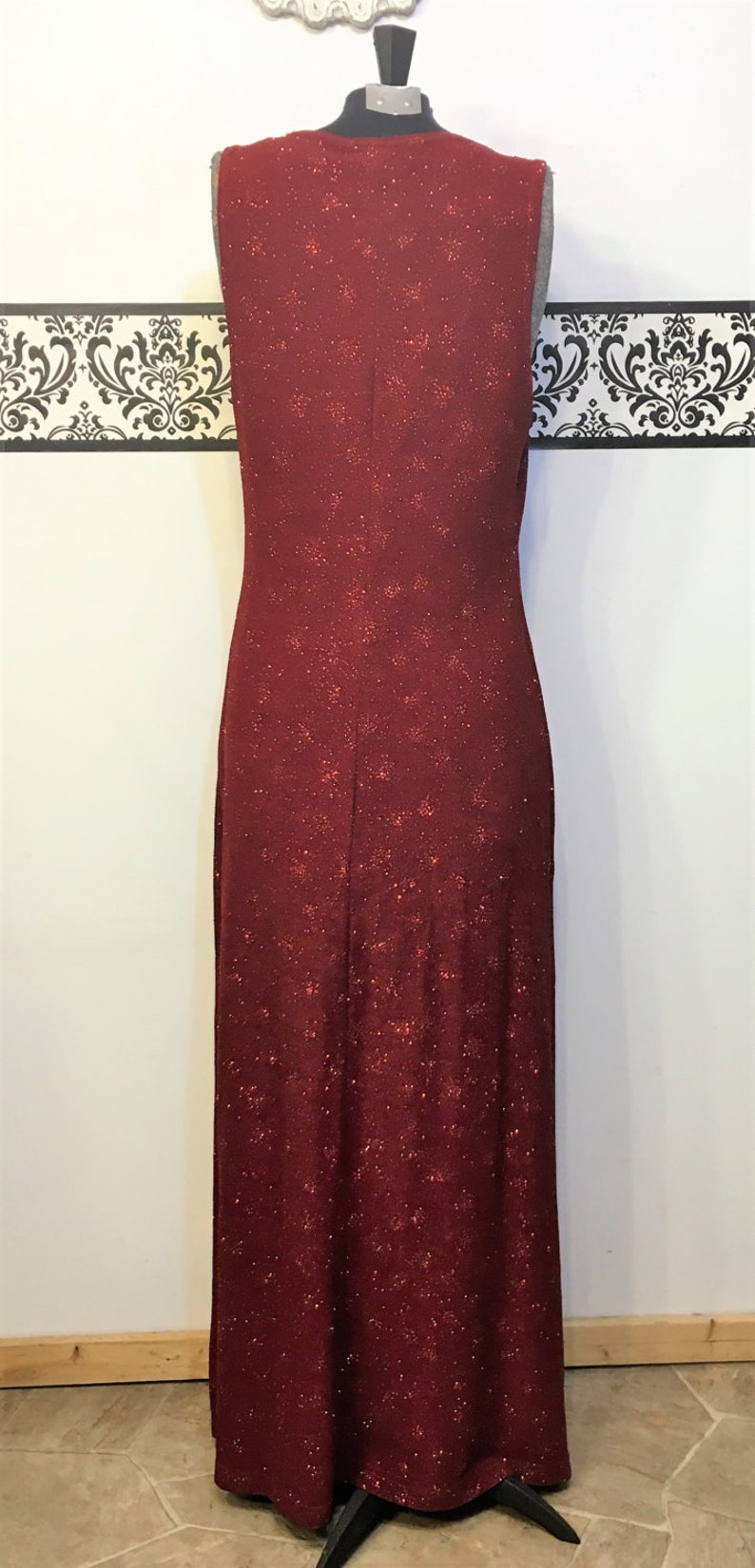 Size 8 Medium Dazzling Red Glitter Gown by Ronni Nicole 90/'s Red Pin Up Dress Vintage 80/'s Red Bombshell Dress 1990/'s Black Tie Gown