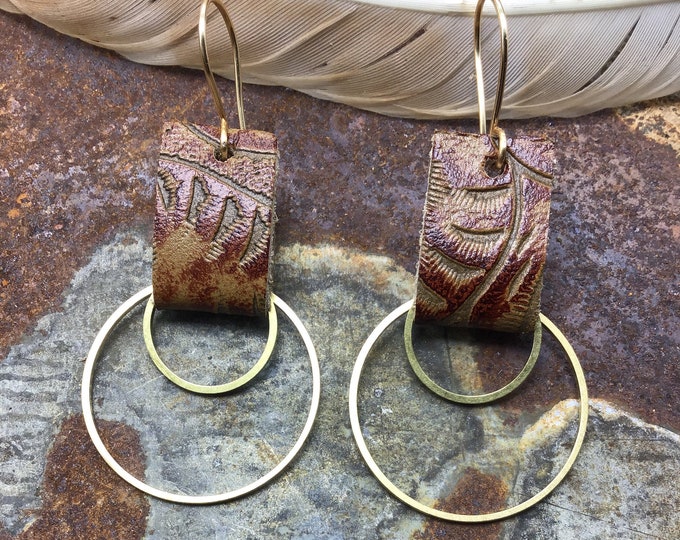 Light as a feather leather earrings by Weathered Soul jewelry, artisan leather, minimalist,super light, Southwest flavor,sterling ear wires