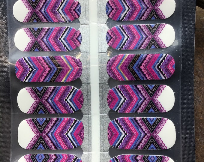 Fun Aztec purple and pink nail wraps