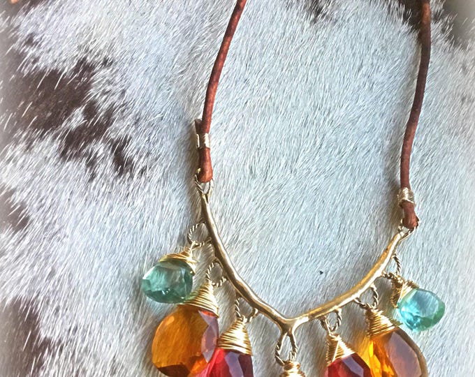 Featured listing image: Gemstones galore with this beautiful flashy rustic piece by Weathered Soul,Aquamarine,Ruby Quartz,Amber Quartz,  Labradorite sparkle it up!