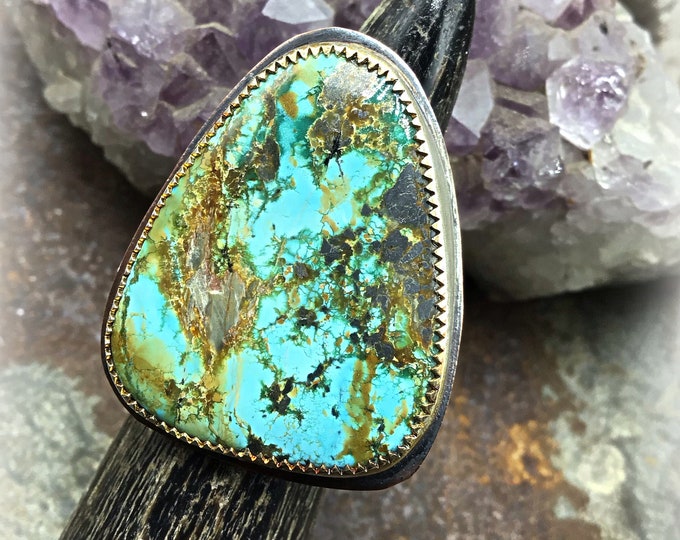 Feeling blue stunning statement Blue Moon turquoise ring by Weathered Soul, artisan craftsmanship, statement turquoise ring, cowgirl chic