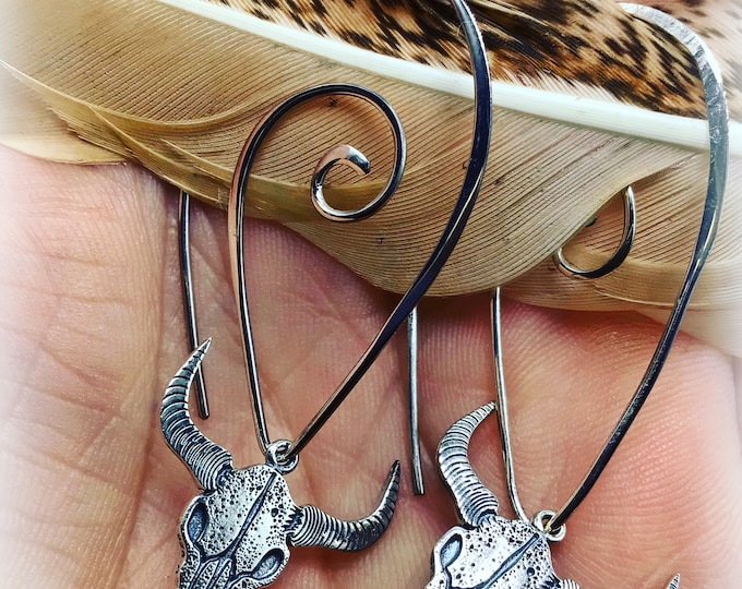 Take no bull sterling drop cow skull earrings by Weathered Soul, western chic, cowgirl fashion