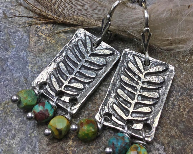 Featured listing image: Loving nature earrings by Weathered soul artisan fern and turquoise drop earrings with French clips