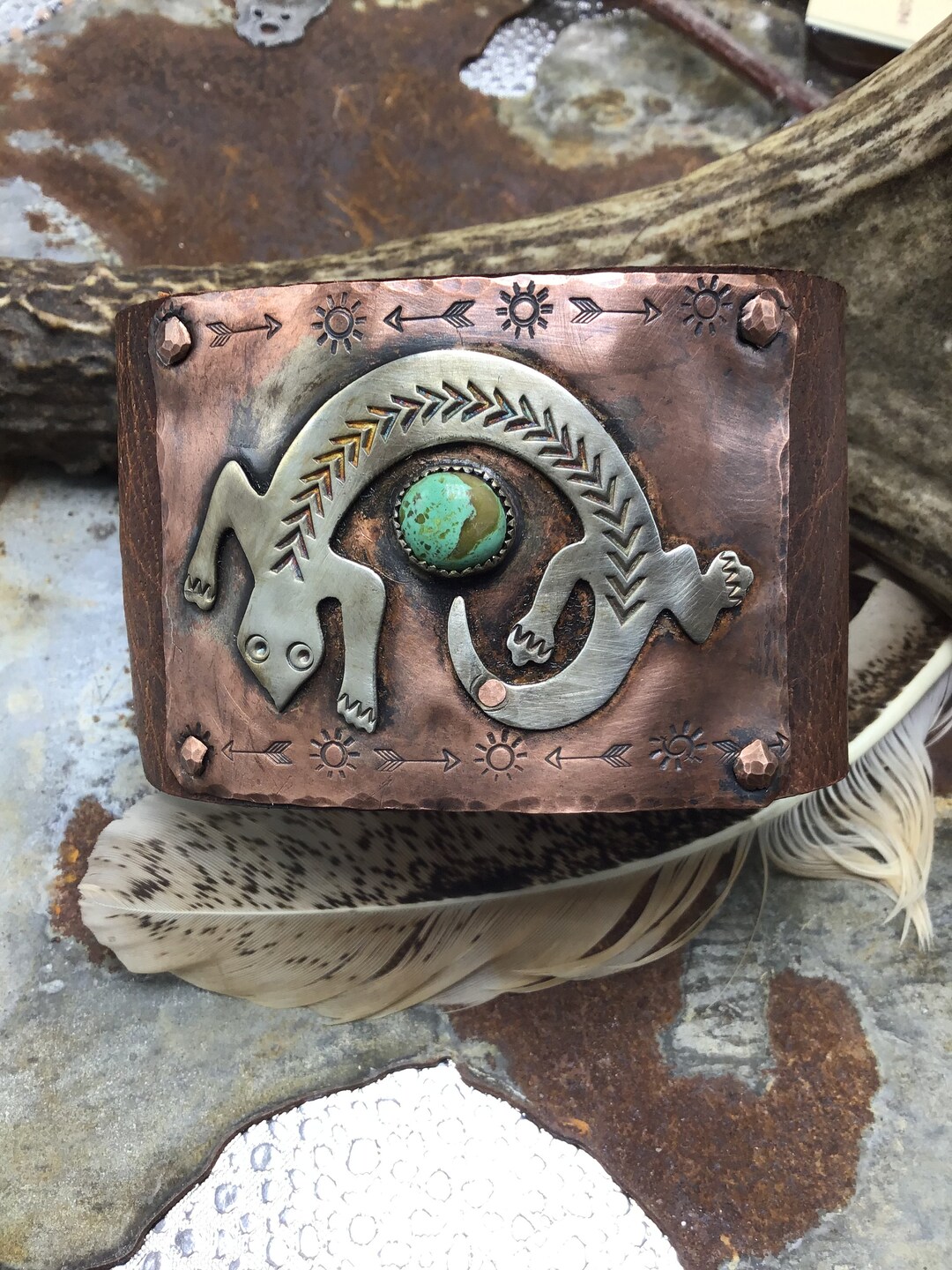 Gecko Lizard Cuff Bracelet by Weathered Soul Jewelry, Artisan Southwest ...