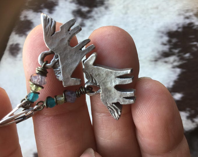 Rustic standing pony, horse, horse lover, equestrian, horse woman, Weathered Soul jewelry, PMC, turquoise, artisan jewelry, horses