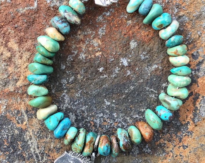 Featured listing image: Campo frio turquoise nuggets with running pony and fun toggle sterling artisan clasp. Fits 6 3/4” wrist. Smaller wrist.