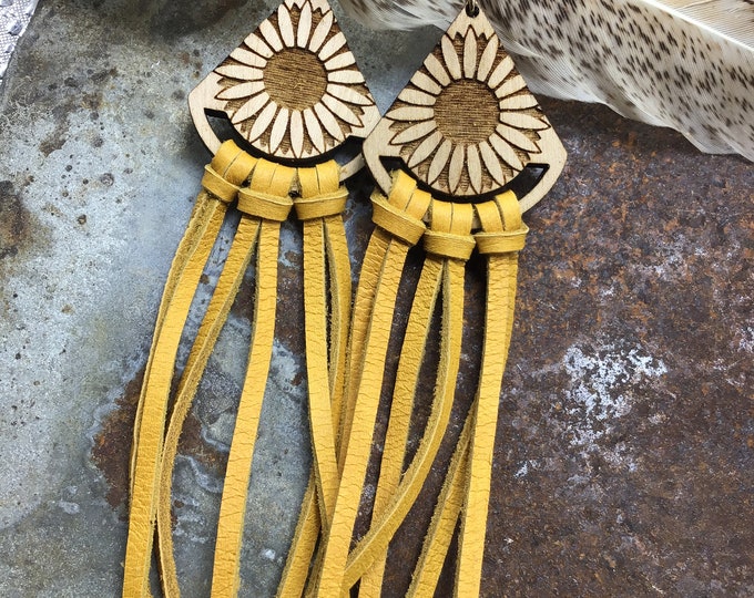 He loves me he loves me not I bought these earrings and I forgot, sweet wood lightweight daisy and mustard yellow earrings,weathered Soul