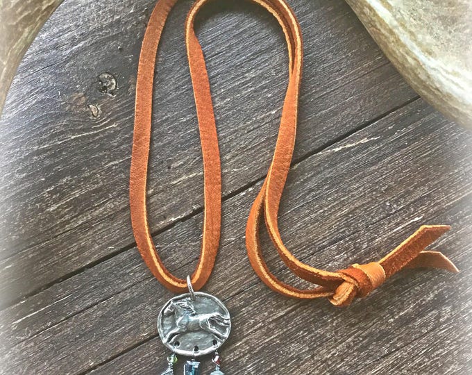 Featured listing image: Born to be wild necklace by Weathered Soul jewelry for the horse lover!