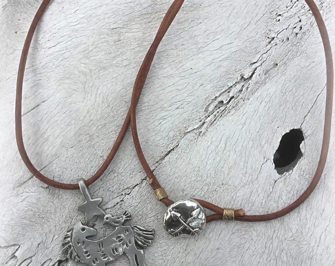 Sweet little pony and birdie simplified necklace for the horse loving girl by Weathered Soul jewelry