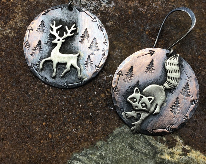 Made to order night stalker earrings by Weathered Soul jewelry, mix critters you can mix your choice of 2 animals, one set of earrings