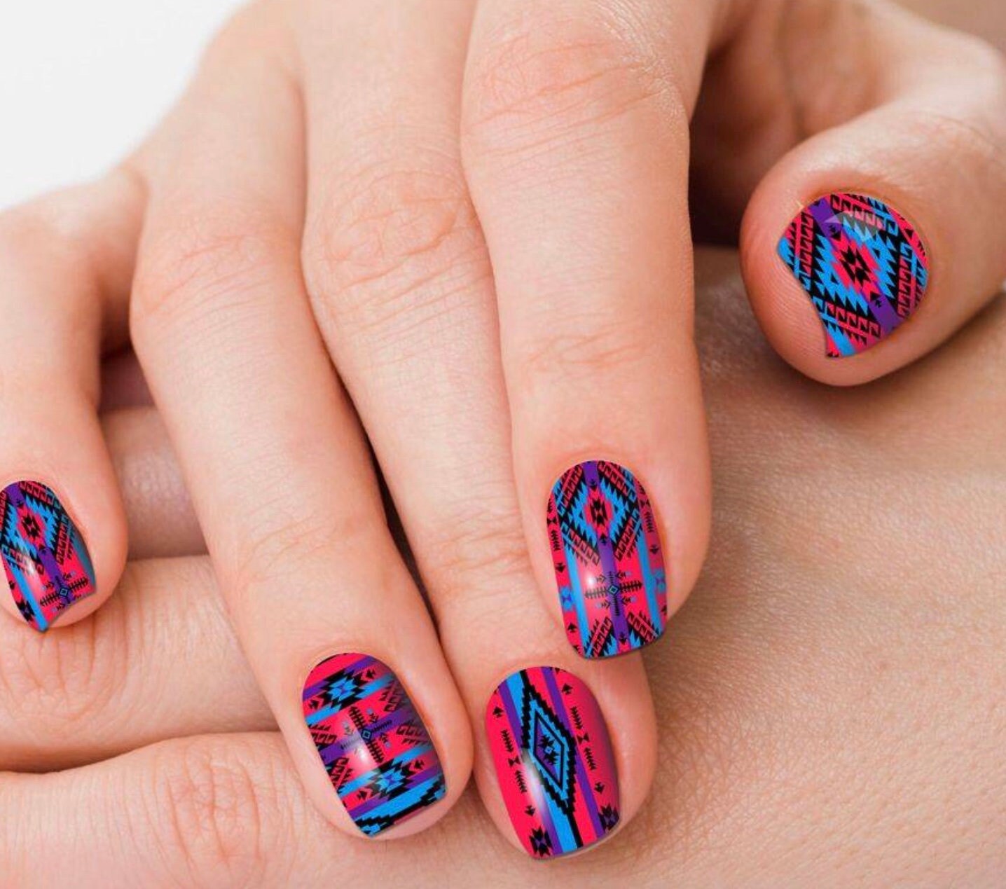 Real nail polish western nail stickers as shown the Aztec design, comes  with two strips, lasts much longer than most polish, free shipping