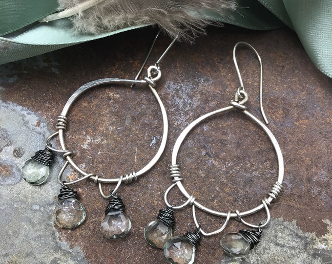 Artisan chandelier earrings by Weathered Soul Made to order, choose color stone options