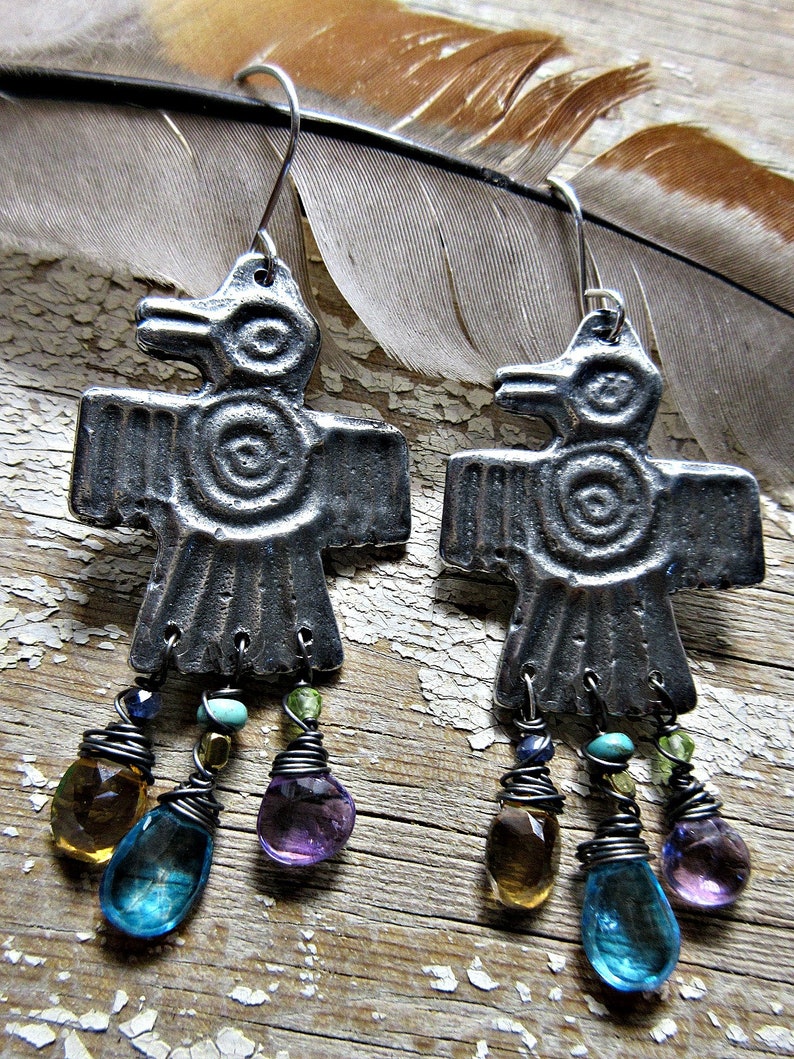 Jeweled Thunderbird Earrings by Weathered Soul Jewelry Etsy