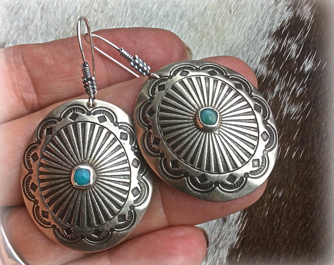 Vintage inspired upcycled nickel silver primitive style sand blasted looking pawn jewelry western style earrings by Weathered Soul