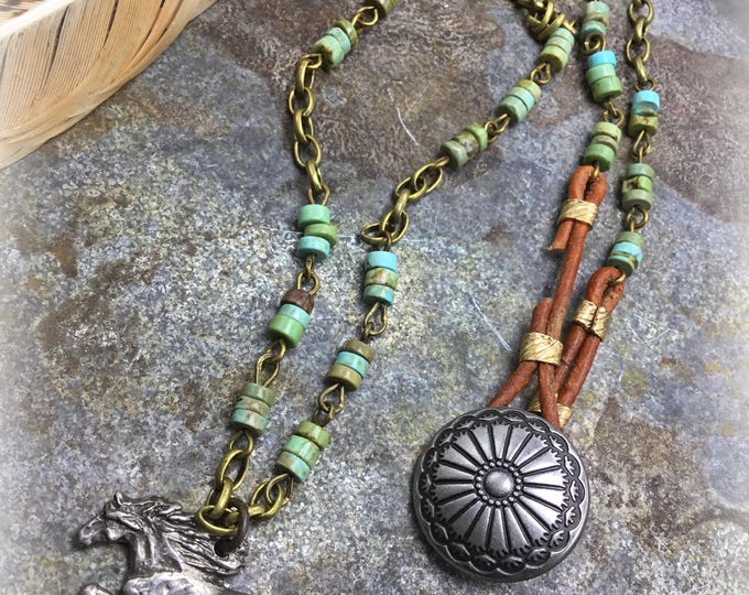 Running free necklace by Weathered Soul earrings sold separately, listing is for necklace ONLY earrings sold separately, cowgirl jewelry