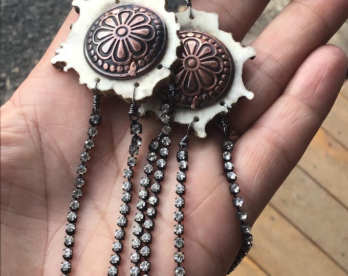 Featured listing image: Bling Blossoming antler earrings by Weathered Soul Jewelry