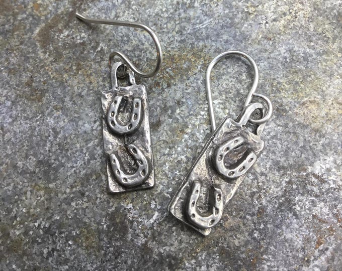 Lucky dainty horseshoe earrings with sterling ear wires, fun little cowgirl gift or horse lover!
