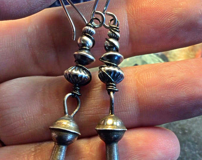 Vintage squash blossom and sterling pearl earrings by Weathered Soul, western style