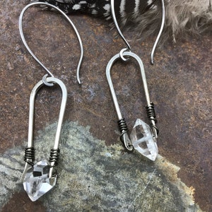 Herkimer diamond silver arches earrings