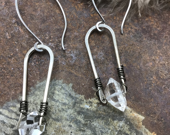 Herkimer diamond silver arches earrings