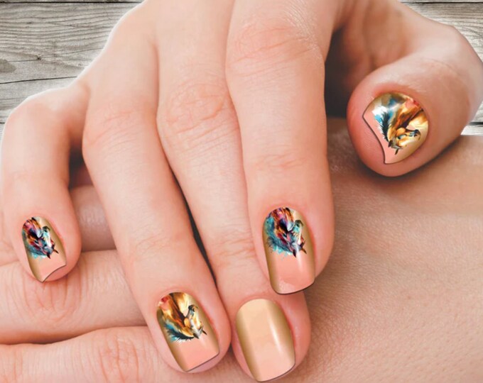 Retro rodeo nail wraps, real nail polish stickers, long lasting,western fashion