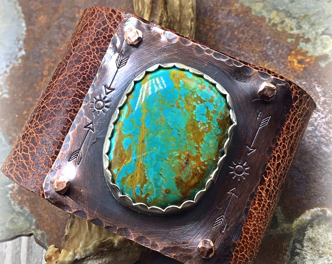 CUSTOM CUFF MADE to Order You pick stone and leather, this cuff is an example and is sold already