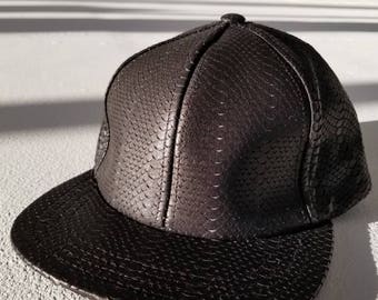 Laser Cut Leather Python Scale Baseball Hat