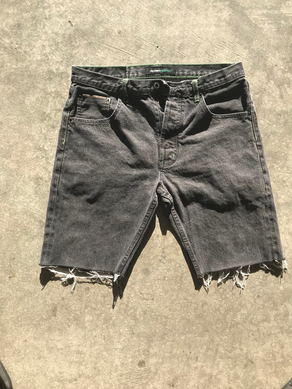 faded black jean shorts