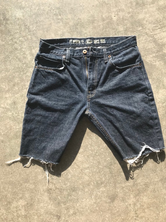 Dickies Cutoff Denim Shorts Mens Denim Shorts Dark Blue Etsy