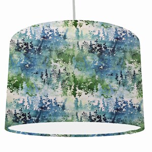 Nature Lampshade, Blue And Green Lampshade For Table Lamp, Scenic Landscape, Bedroom Ceiling Lampshade, Tree Home Decor, Blue Gold Lampshade