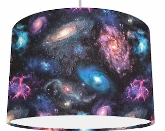 Galaxy Lampshade Bedroom Light Ceiling Pendant, Space Themed Bedroom Decor Kids Table Lamp Shade, Night Sky Decor Bedroom Light Shade Blue