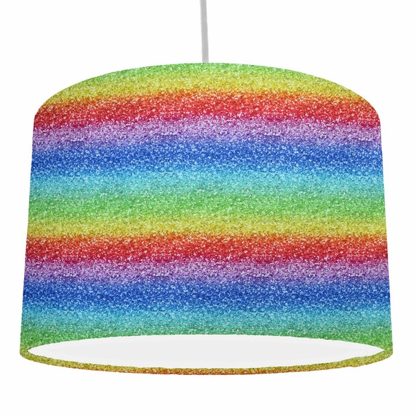 Glitter Rainbow Lampshade Bright, Rainbow Stripe Lampshade Table Lamp, Rainbow Home Decor Bedroom Accessories, Rainbow Nursery Girl And Boy