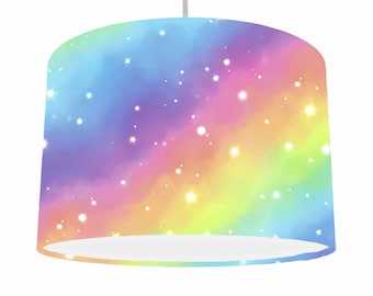 Pastel Galaxy Lampshade Table Lamp For Girls Birthday Gift, Pastel Rainbow Baby Girl Nursery Light Shade, Ombre Rainbow Galaxy Room Decor