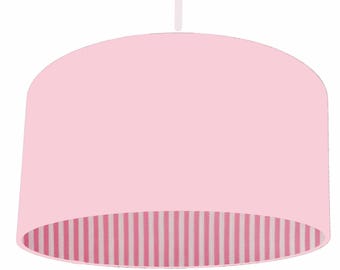 Pantalla de lámpara cilíndrica a rayas rosa caramelo, pantalla de lámpara de techo a rayas rosas, decoración para dormitorio de niña, bonitos accesorios de habitación en tonos pastel, iluminación para habitaciones infantiles