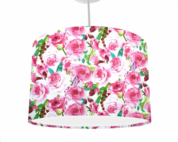 Set of 2 Floral Ceiling Light Pendant Shades Pink Nursery Bedroom Lightshades 