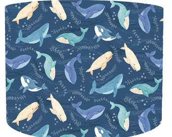 Whale Lamp Shade Kids Bedroom Decor, Sea Themed Baby Items, Under The Sea Nursery Light Shade, Nursery Decor Whale Baby Gift, Drum Lampshade