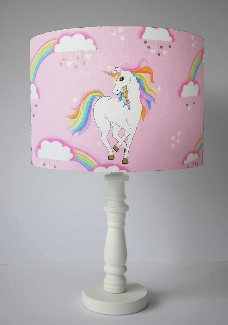 Pink Unicorn Lamp Shades Table Lamp Unicorn And Rainbow Light Etsy
