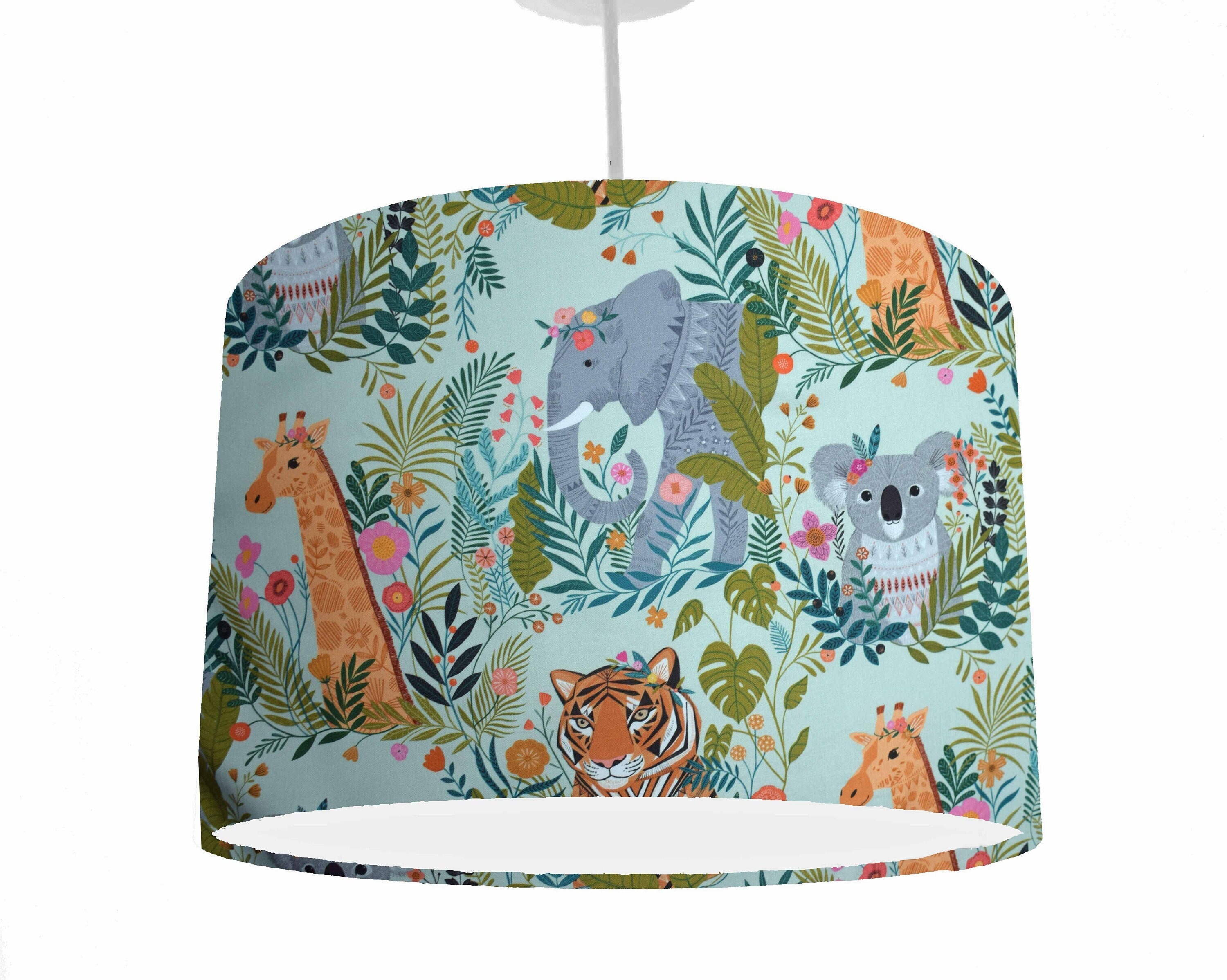 Green Animal Lampshade Nursery Girl Boy Bedroom Accessories Mint