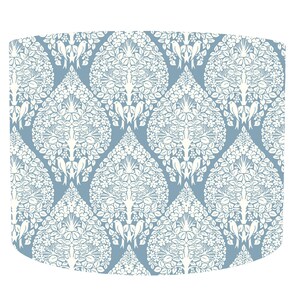Misty Blue Lampshades Table Lamps, Voysey Lampshade Birds Decor, Art Nouveau Lamp Shades Drum,  Modern Style, Mid Century Drum Lamp Shade