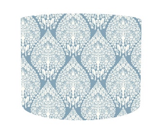 Pantallas de lámparas azul brumosas Lámparas de mesa, Voysey Pantalla Birds Decor, Art Nouveau Pantallas Tambor, Estilo moderno, Mid Century Drum Lámpara Pantalla