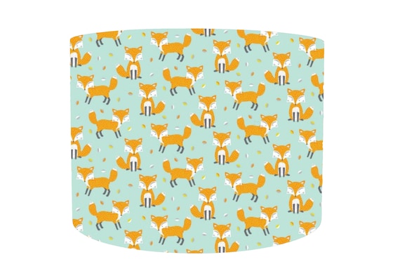 Fox Lampshade Table Lamp, Fox Nursery Decor Woodland, Woodland Animal Fabric Light Shade, Woodland Nursery Lampshade Fox, Ceiling Pendant