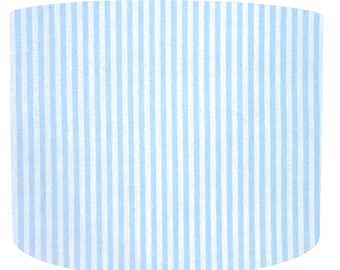 Pantalla de lámpara a rayas azul claro y blanco, decoración para el hogar con rayas de caramelo, decoración para dormitorio de niño, tema pastel para guardería, pantalla de lámpara para mesita de noche infantil